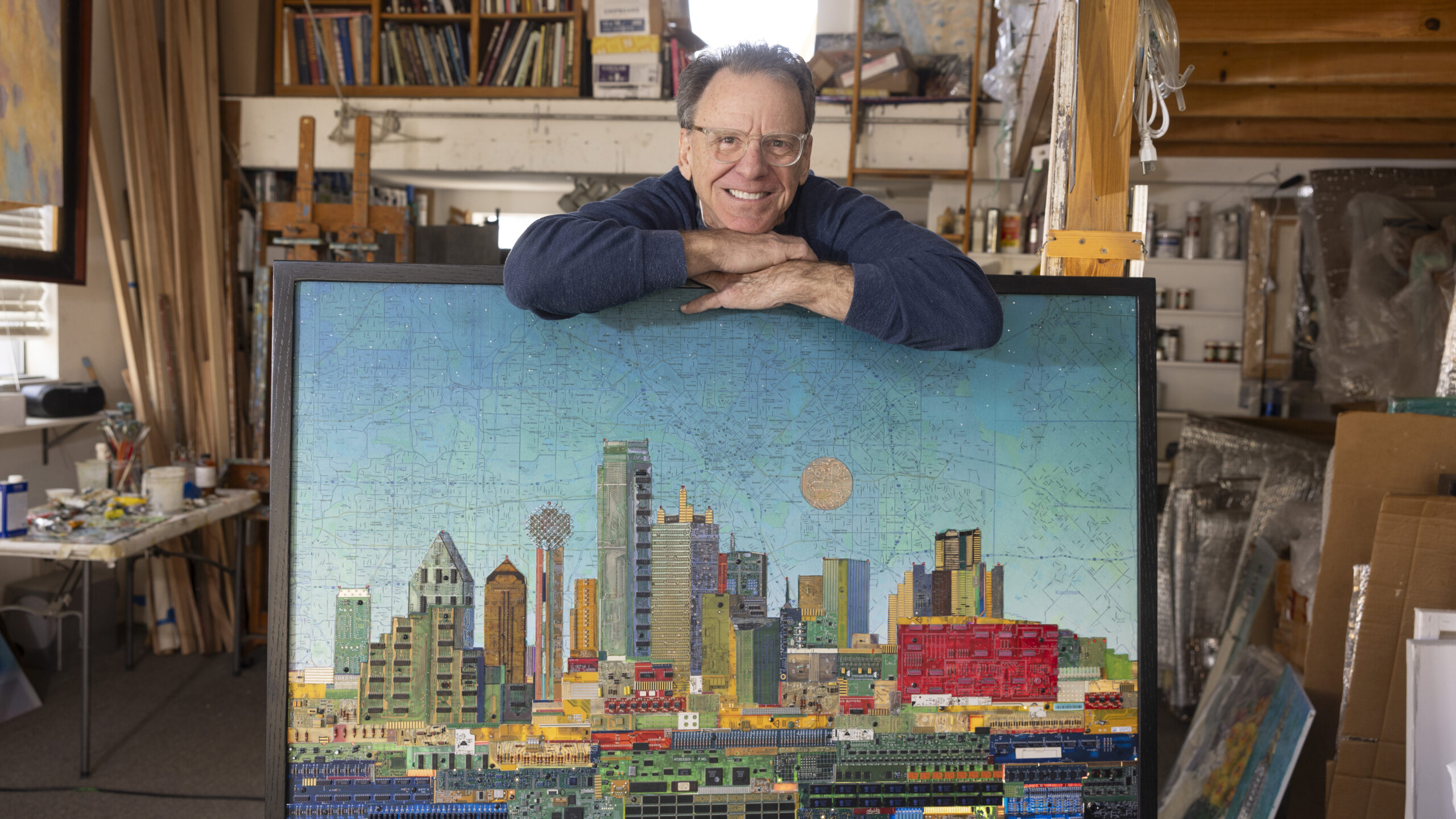 Colleyville artist Gregory Arth uses recycled circuit boards to