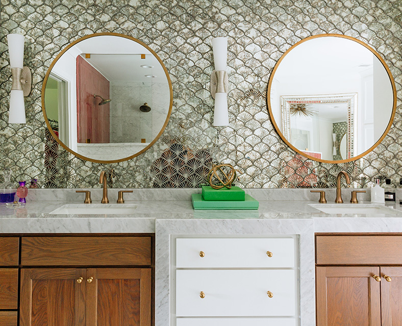 Bathroom counter and mirrors