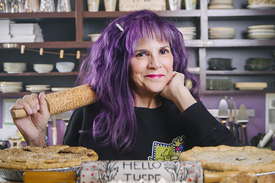 Judy Balunda with her pies