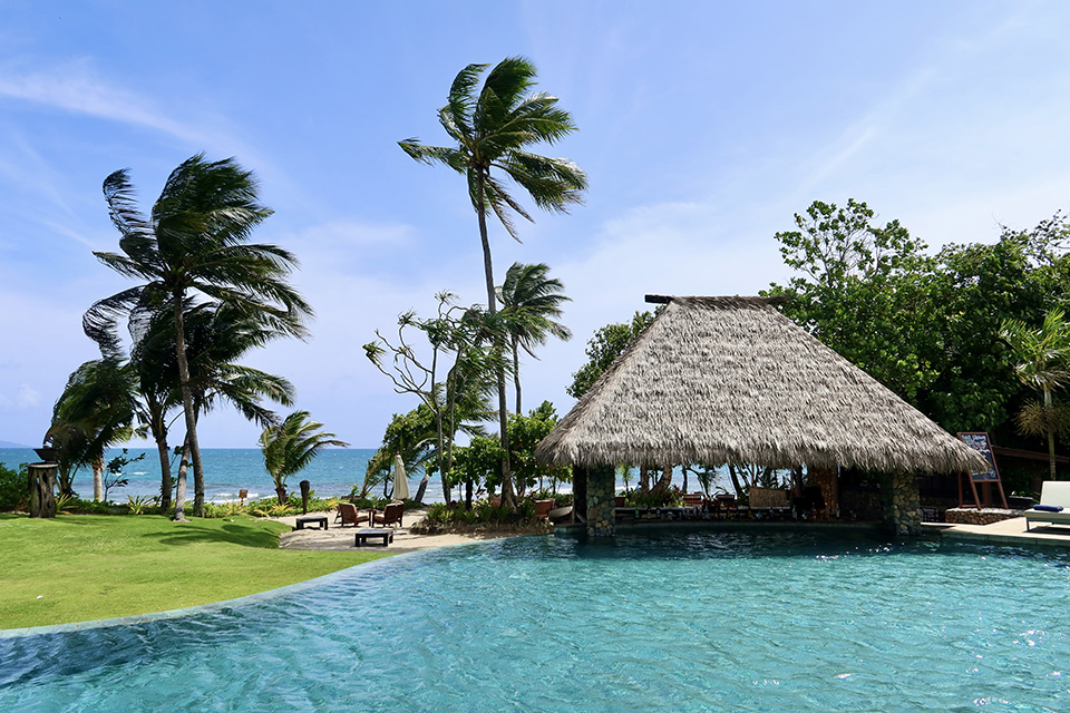 Palm trees and clear water in Fiji