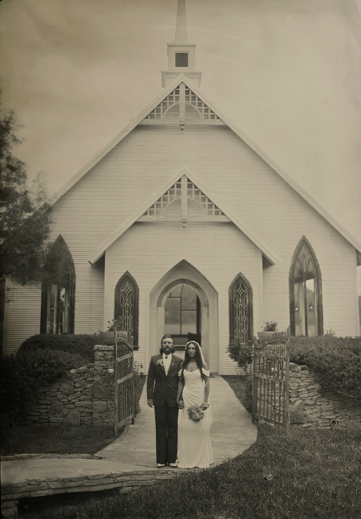 A Tintype image of Hannah and Tanner's wedding day