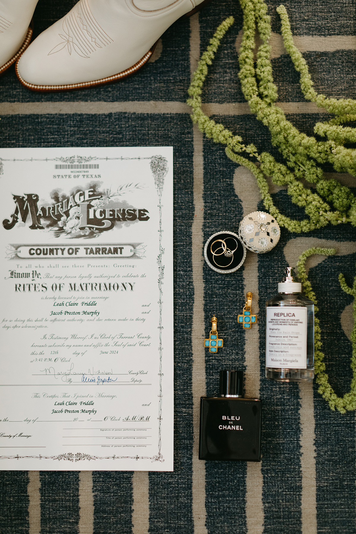 Leah and Jake's marriage license