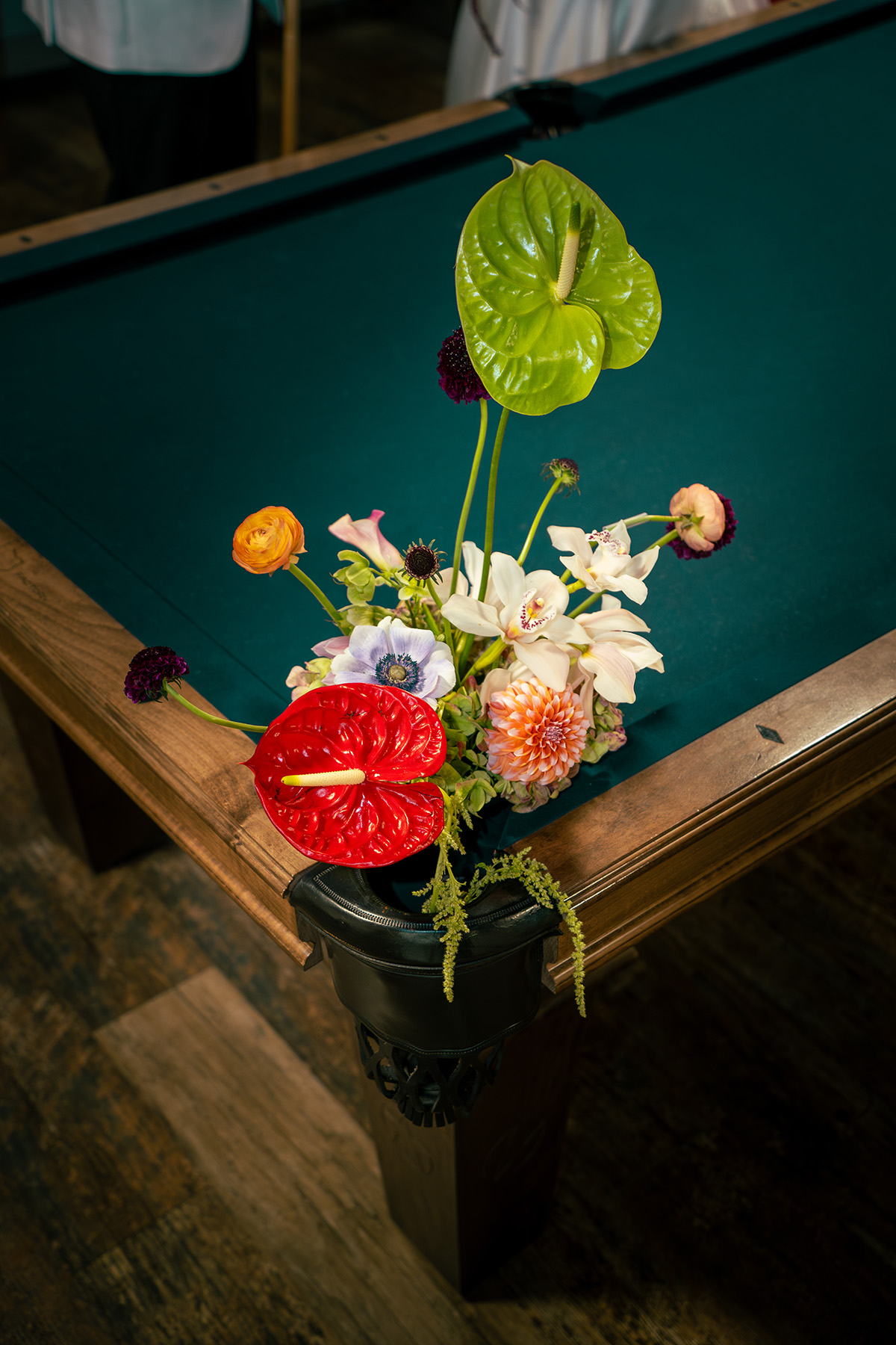 Pool table flowers