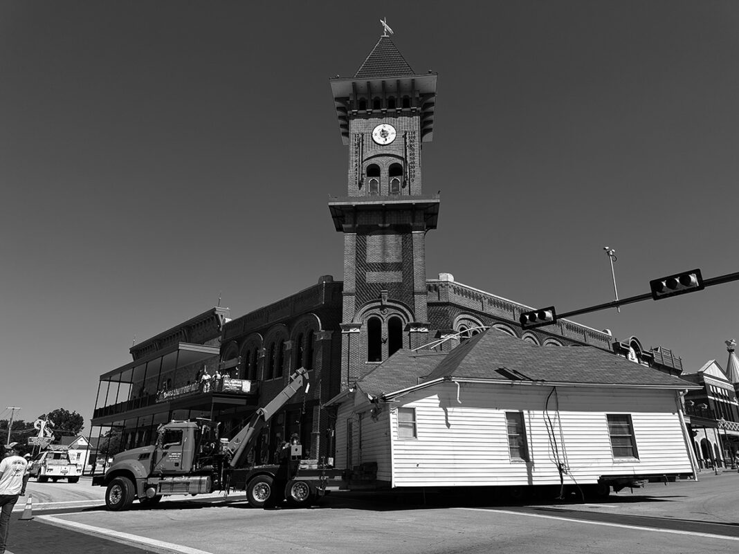 The Winfrey house moves to its new home.