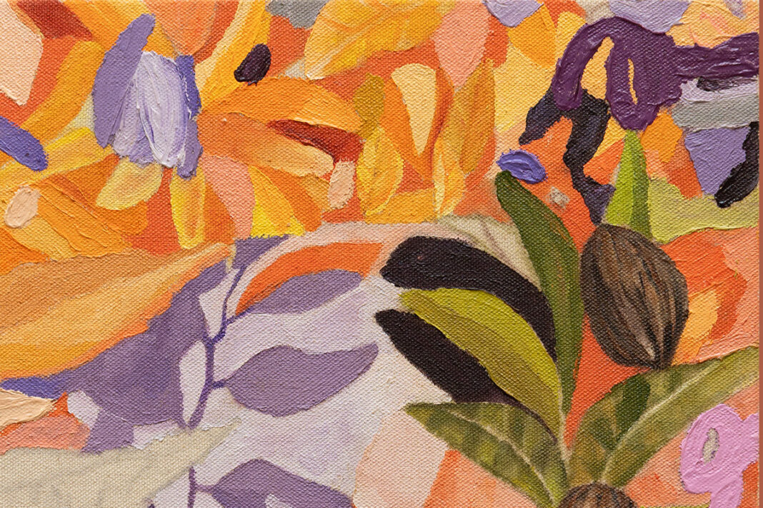 Pecan Shadows, 2025, acrylic and chalk pastels on canvas