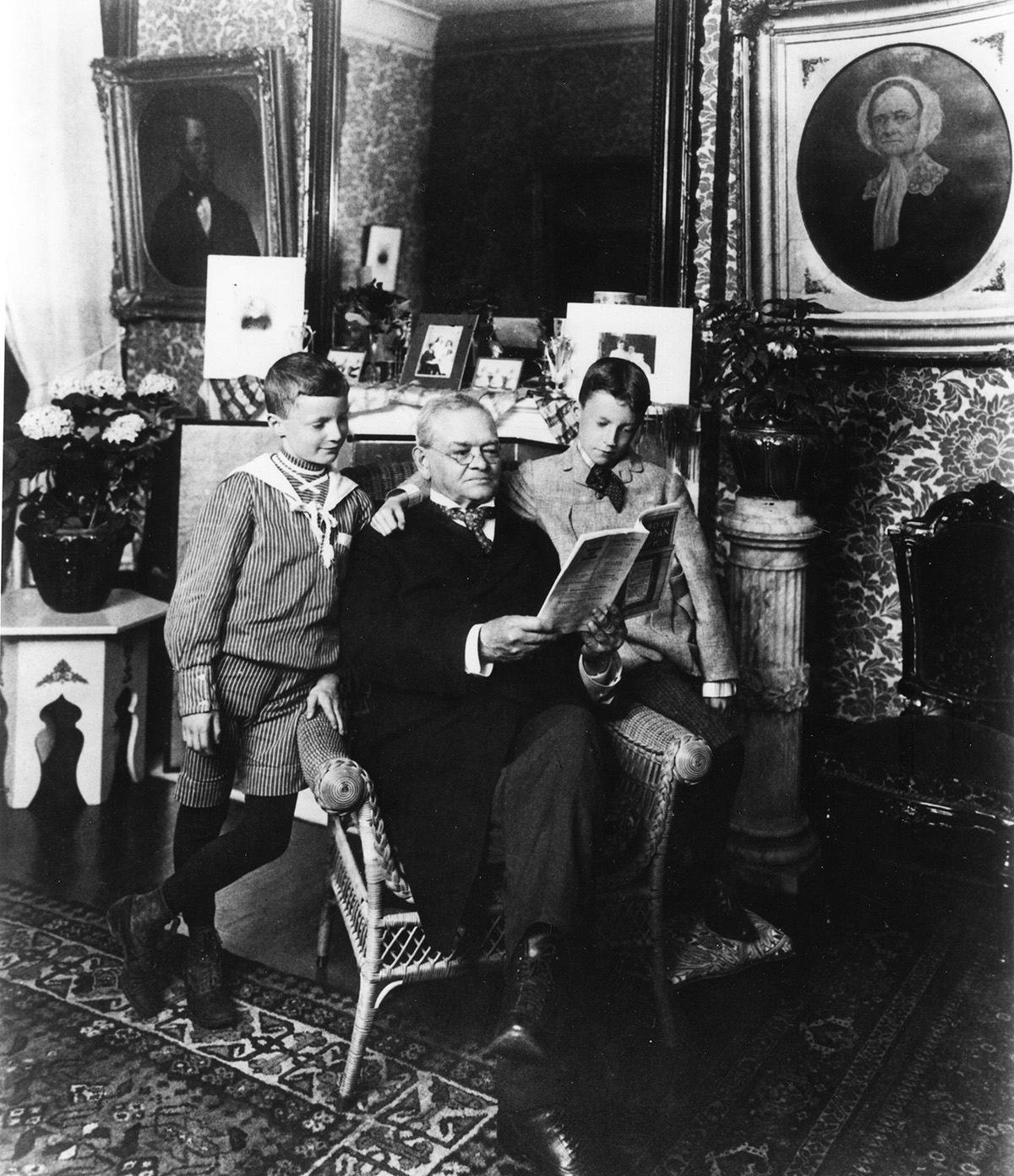 John V. Farwell with his grandsons Arthur Farwell Tuttle and H. Emerson Tuttle