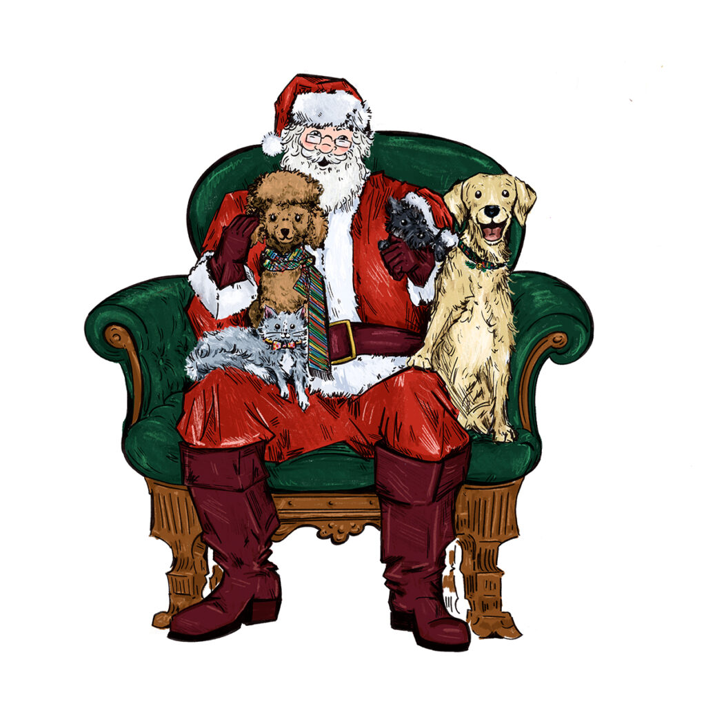 Santa with pets