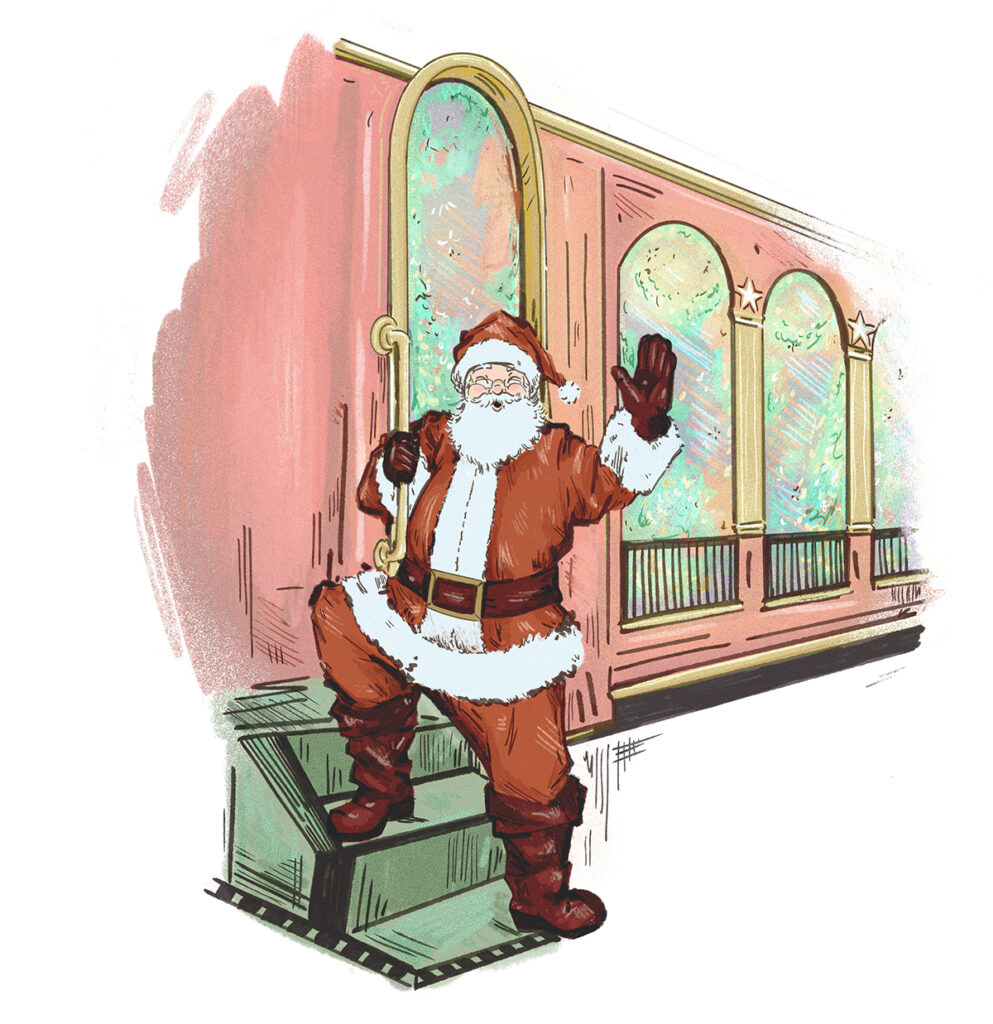 Santa on the Grapevine train