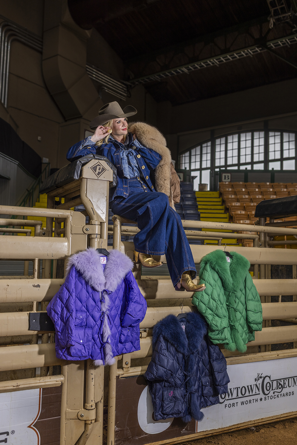 Blair Cantrell with her C+B Collections coats