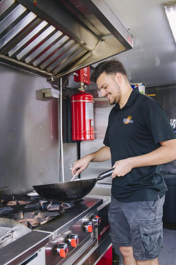 Marc Fadel cooking at Habibi Barbecue