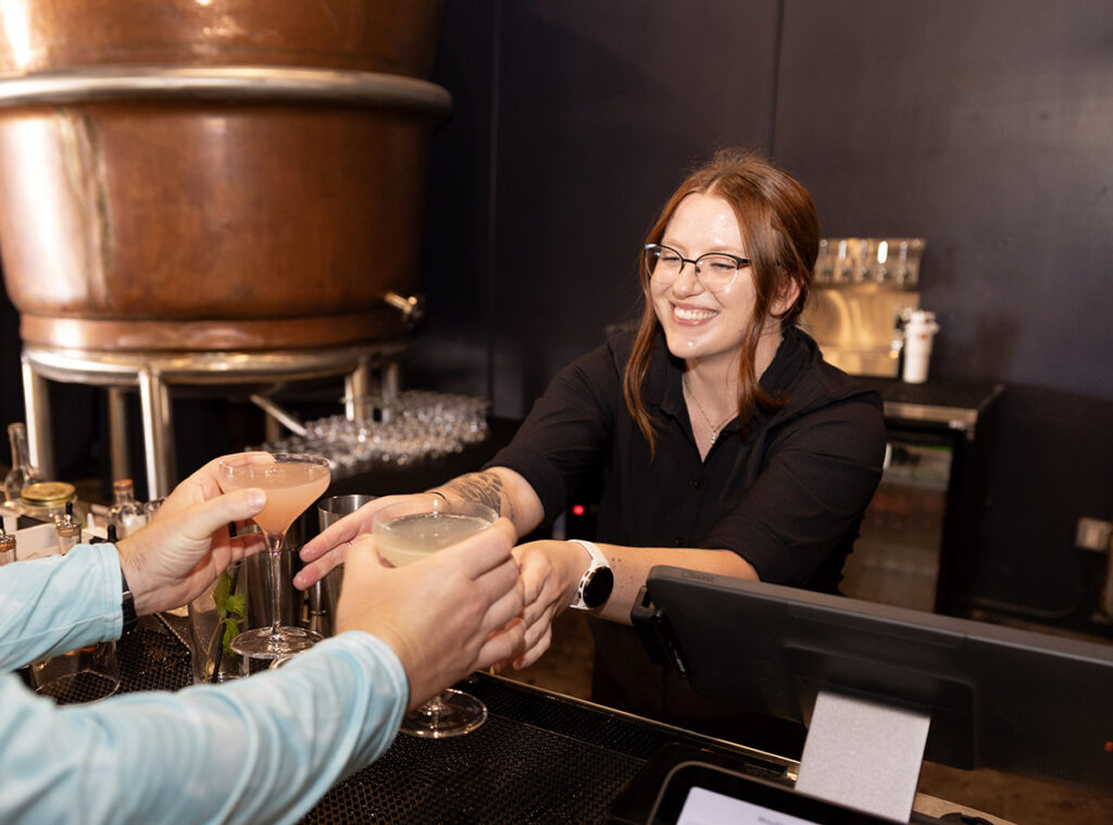 Blue Flag Distillery's drinks are served